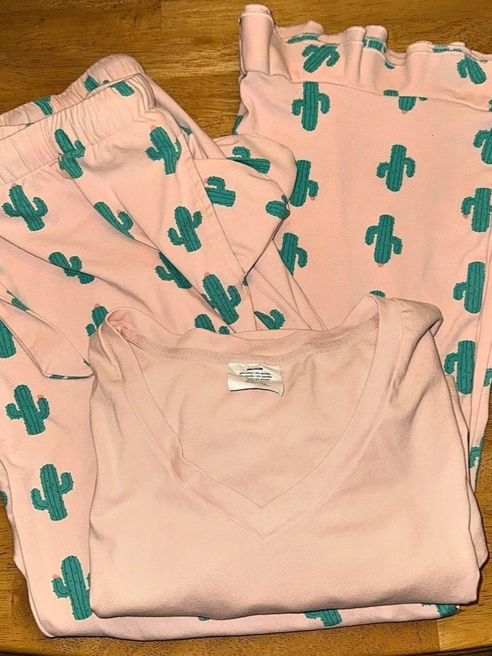 Beddys Cactus Print Pajama Set in Pink & Green Medium